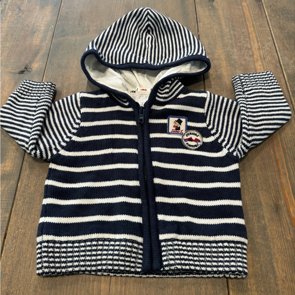 Jasper Conran Baby Boy’s Long Sleeve Zip Up Hoodie Knit Sweater Jacket Sz: 3-6mo